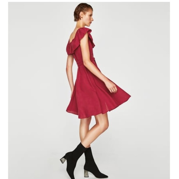 💃🏻 ZARA RUFFLE LINEN BLEND DRESS 💃🏻 - Picture 6 of 9